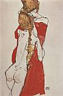 Egon Schiele Famous Paintings - Mother and daughter